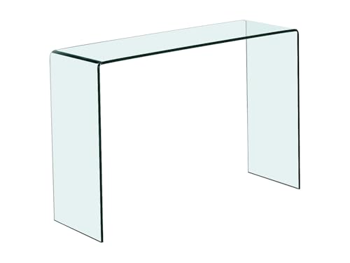 Vente-unique - Console en Verre trempé courbé - Transparent - Alonzo