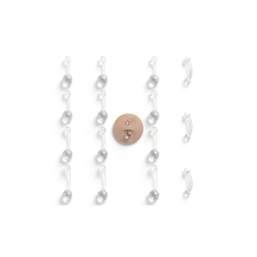Soziprix 14G Clear Plastic Belly Button Rings Flexible Piercing Retainers