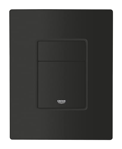 GROHE Even, Abdeckplatte WC (Betätigungsplatte wassersparend, Anti-Fingerprint Oberfläche, 2-Mengen Spülung, Drückerplatte für den Spülkasten), schwarz, 389662430