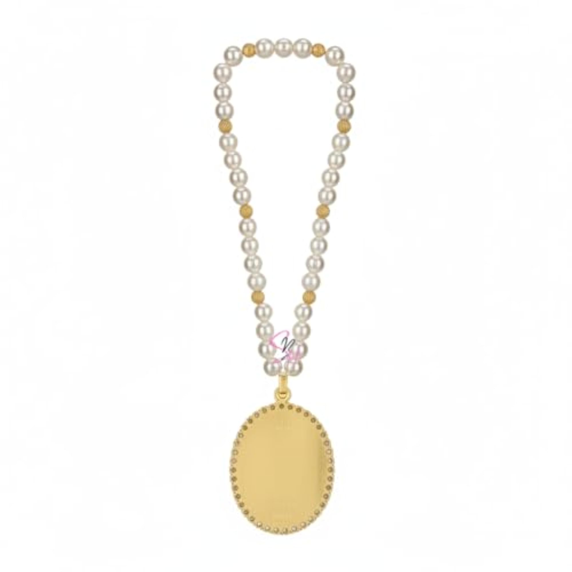 Jai GURUJI Swaroop Oval Shape Pendant with Pearl Mala