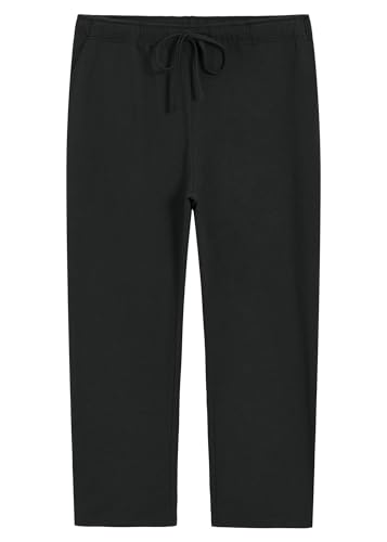 Weintee Women's Plus Size Petite Cotton Pants with Pockets 2X Black