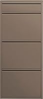 Kare Design Schuhschrank Caruso 3+1, Taupe, schmal, platzsparend, 119x50x15 cm, mit Schlüsselfach, Schuhkipper, Stahl, Platz für 6 Paar Schuhe, Flur