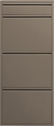Kare Design Schuhschrank Caruso 3+1, Taupe, schmal, platzsparend, 119x50x15 cm, mit Schlüsselfach, Schuhkipper, Stahl, Platz für 6 Paar Schuhe, Flur