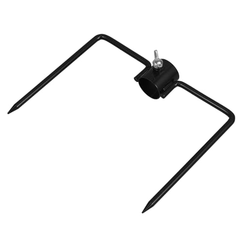 SEWACC Soporte de Hierro para Sombrilla de Playa Negro 25 CM Ancla de Tierra para Mástil de Bandera 23-25 MM Base Multiusos para Jardín y Exterior Estaca Resistente para Sombrilla y