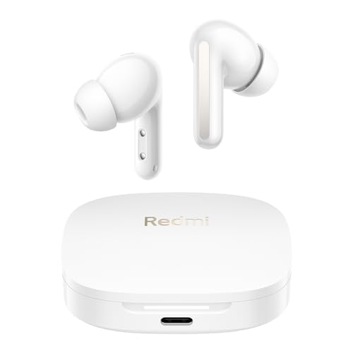 Xiaomi Redmi Buds 6 – Kabellose Bluetooth-In-Ear-Kopfhörer, Dual-Treiber, immersiver Sound, 49 dB aktive Geräuschunterdrückung, bis zu 10h+42h Akkulaufzeit, IP54, Weiß