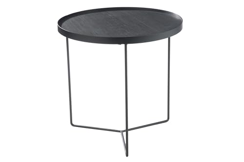J-Line Ausziehtisch, rund, Holz, Metall, Dunkelbraun, Small