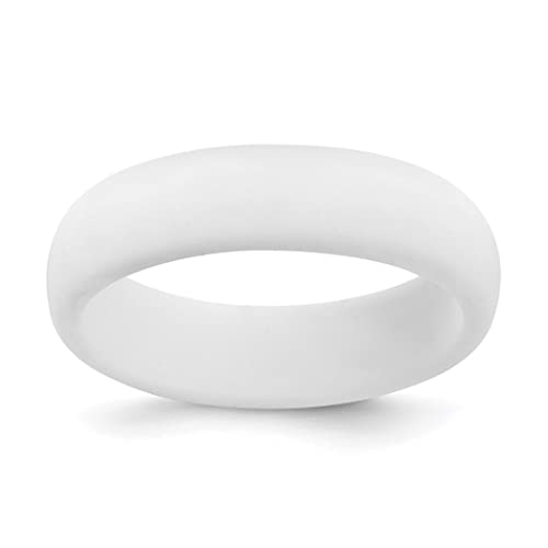 Silicone White 5.7Mm Domed Band Size 5 Jewelry Gifts For Women #TOP4