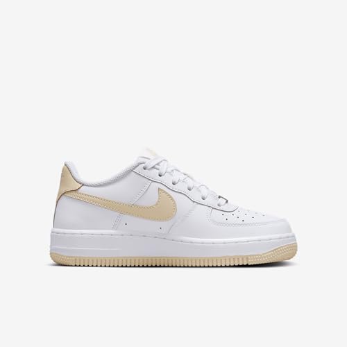 Nike Air Force 1 Big Kids' Shoes (FV5948-118, White/White/Light Khaki)3