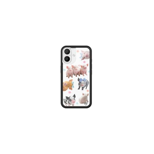 Image of Wildflower Cases - Compatible with iPhone 16 | Protective Black Bumper, 6.5ft Drop Test Certified, Women Owned Small Business | Pigs Pink Blue Stars Aesthetic Trendy Cute | Little Piggies