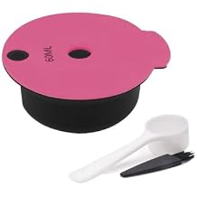 for Bosch silicone Coffee Filter, Reusable Coffee Capsules Refillable Coffee Filter Pods with 1 Spoon and 1 Brush for Bosch Series Coffee Machine 60ml Pink