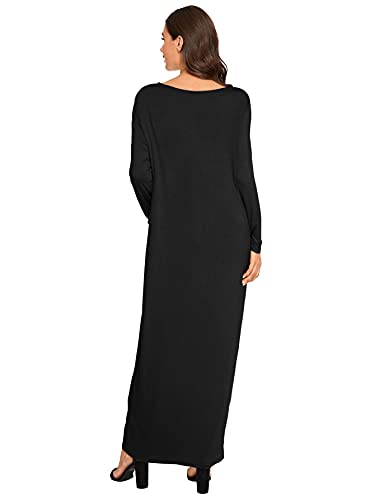 Verdusa Women's Long Sleeve Pocketed Loose Long Lounge Maxi Dress3