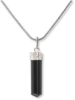 Raw Black Tourmaline Crystal Healing Pendant Necklace Protection Negative Energy Cleanser Natural Stress Aid Soothe Mind Emotions - Authentic Stone on Silver Plated 18" Chain Chakra Healing Charm
