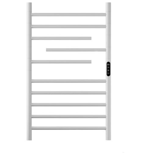 250W Radiador Toallero Electrico Montado Pared, Toallero Electrico Baño Control Táctil 35-70°C, Secatoallas Electrico con 10 Brazos (3 Barras giratorias 180º), Acero Inoxidable, IPX4, Blanco