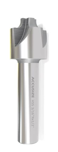 Accusize Industrial Tools Hss Corner Roudning End Mill, 3/16'' Radius, 1/2'' Shank Dia, 7/8'' Largest Dia, 3'' Oal, 1011-0312