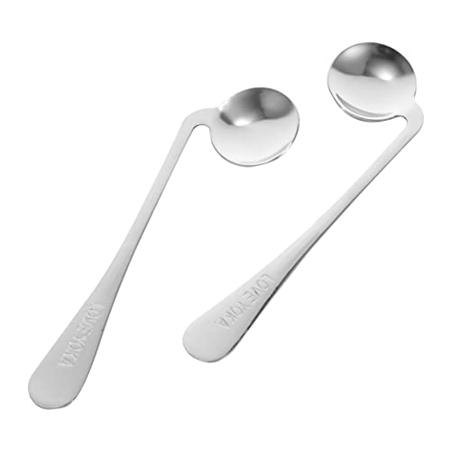 FRCOLOR 適応スプーン 滑り止めハンドル 耐摩耗性ステンレス製 高齢者用食器 日常使用 家庭用 食事支援 自助具 2個セット