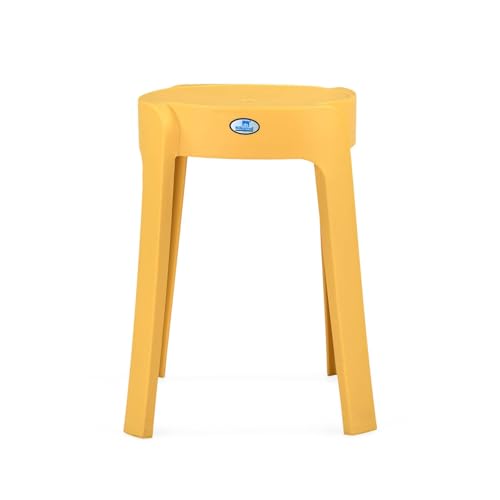 Image of Nilkamal Twist Sturdy and Durable Plastic Seating Stool | for Living Room, Bedroom, Bathroom, Kitchen, Office | Mustard Yellow