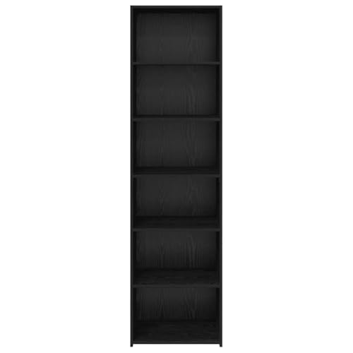 Armario negro efecto roble de 50x41x185 cm para almacenamiento elegante en salon 6
