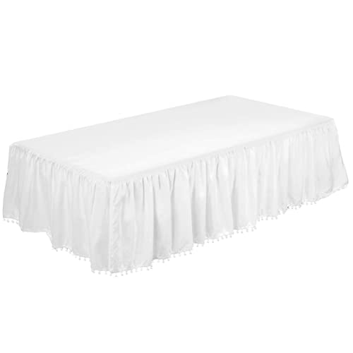 Crib Bed Skirts - Fade-Resistant Toddler Crib Bed Skirts, Ruffled Crib Skirt with Pompoms | Comfortable Crib Bed Skirts, Easy to Wash Microfiber Nursery Crib Bedding Skirts for Baby Boys Girls