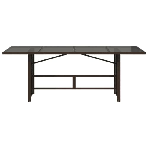 Mesa de jardín de poliratán marrón resistente terraza y balcón 7