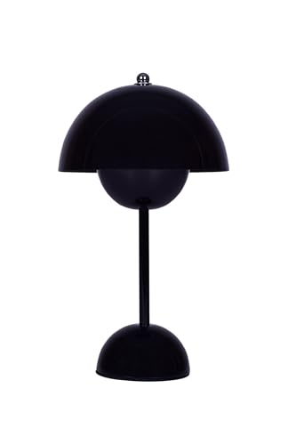 TEKLED® Elegance Table Lamp 3 Lighting Colors Brightness | Dimmable Decorative LED with Touch Control |1800 mAh, USB Rechargeable Desk Lamp| for Bedroom, Living Room, Cafe, Bar - Spherical - Black