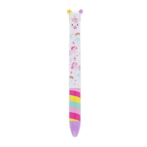 Legami - Stylo Click&Clack bicolore, thème Unicorn, encre violette et rose, stylo Click&Clack, idéal pour l'école, le bureau et la maison, bicolore, pointe...