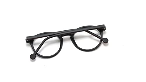 Óculos Armação De Grau Retro Redondo Unissex Com Lentes Sem Grau (Preto-Vermelho)