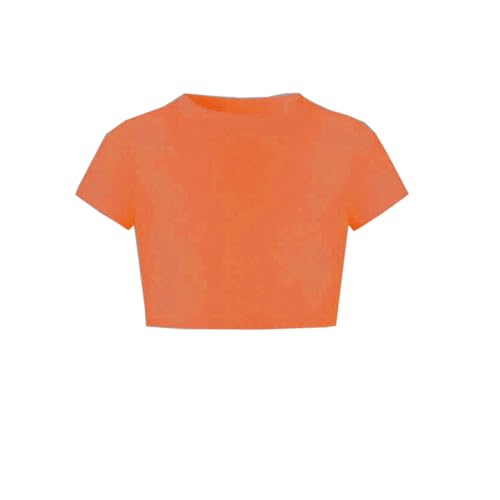 Image of Betusline Girls & Women Basic Summer Short Sleeve Slim Fit T-Shirts Soft Crewneck Crop Y2k Tee Cute Gym Fashion Clothes
