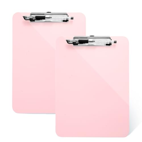 2 Pack Pink A4 Clipboard with Pen Holder,Letter Size Clip Boards 8.5x11