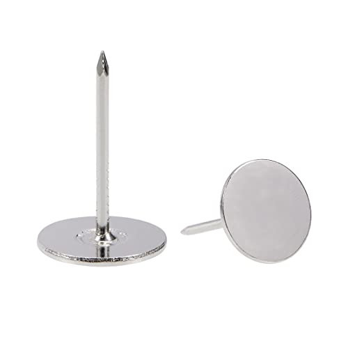 uxcell Upholstery Nails Tacks 16mmx25mm Flat Head Furniture Nails Silver Tone for Furniture Sofa Headboards, 40 Pcs