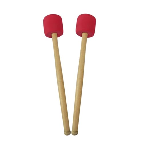Maza grande para bombo con mango de madera y espuma roja miniatura 1