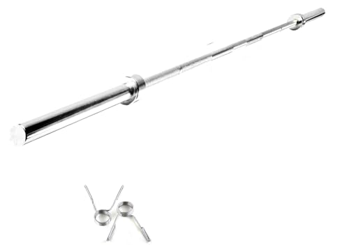 Image of DREAM FIT Premium Solid Chrome Plated 5 feet Straight Rod (25mm thick) with pair of spring locks - barbell bar for home gym