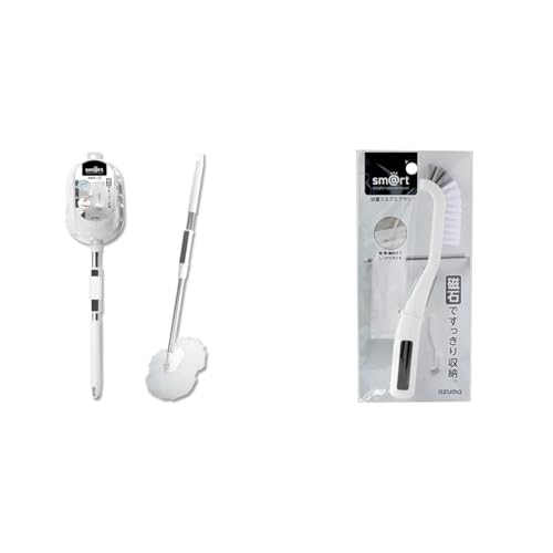 【セット買い】アズマ工業(Azuma Industrial) スマート 浴槽洗いFM 伸縮柄 本体 マグネット収納 水だけで汚れが落ちる 水切れが良い お風呂掃除 浴室用ブラシ 全長51~69cm 拭き幅20cm sm@rt777 + スマート 浴室スミズ