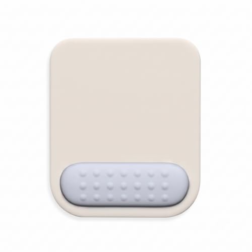 Image of Mouse Pad with Gel Wrist Rest Support, Ergonomic Mouse Cushion with Non Slip Rubber Base Mouse Pad for Laptop, Computer, Gaming, Office (Cream, Rectangular)