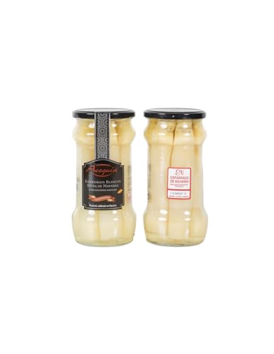 Espárragos Blancos Extra 5 Frutos D.O. Navarra - Acequia | Calidad Gourmet en Cristal 580 ml | Espárragos gruesos, tiernos y sabrosos con Denominación de Origen Navarra, (2 Tarros).
