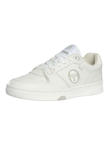 Sergio Tacchini Men's Prime Shot Leather Trainers, White/Silver