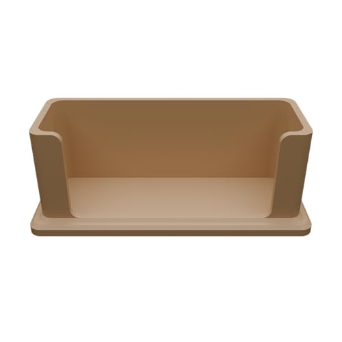 Image of Modern Minimalist Visiting Card Holder for Desk - Premium Plastic Business Card Stand, Office Table Card Organizer for Professionals, Reception, Home Office (Beige)