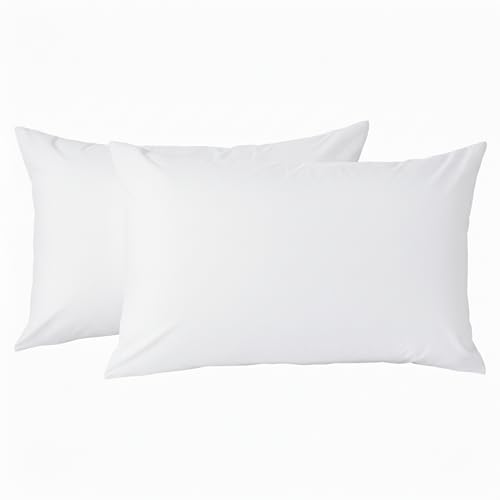 Funda de Almohada 45x70cm - 100% Microfibra - Paquete de 2, Fundas de Cojín con Cierre de Cremallera, Extra Suaves - Blanco