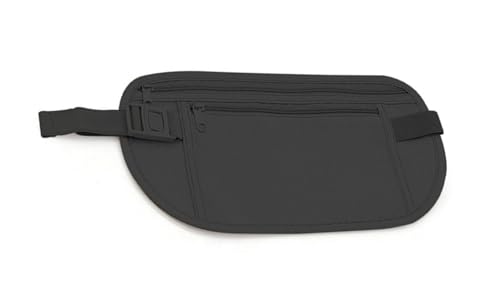 Image of Secure Travel Money Belt, Anti-Theft Passport Holder Travel Wallet for Men Women, adjustable Elastic Concealed Money Belt for Women Men Running Dog Walking (Black)