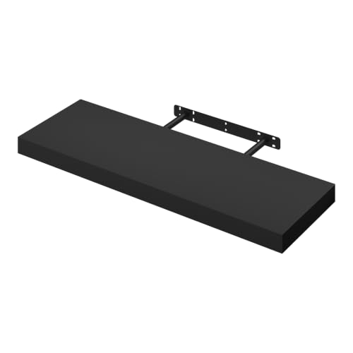 WOLTU Wandregal, schwebendes CD-Regal, für Wohnzimmer, Küche, Schlafzimmer, Badezimmer, 70 x 22,9 x 3,8 cm, Schwarz RG9369sz – Ansicht 1