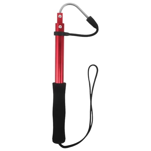 Milisten Telescopic Retractable Fishing Gaff with Non-Slip Red Rubber Handle Stainless Steel Compact Ice and Ocean Fishing Tool for Pier and Boat Use