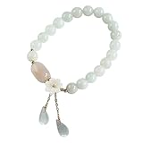 LIGIGWASH Jade Armband Damen Edelsteinarmband Naturstein Schutzarmband Mit Muschel Blüten Design Schmuck Für Alltag Und Geschenk