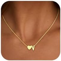Christmas Gifts for Grandkids Teens Girls - 18K Gold Plated Heart Initial Pendant Necklaces for Women Girl Birthday Gifts Stocking Stuffers for Teen Girls Women Jewelry