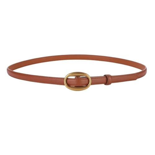 Rfmfkkg Women's Gold Buckle Casual Thin Belt Soft Leather Waistband Jeans Thin Waist Belt For Dress