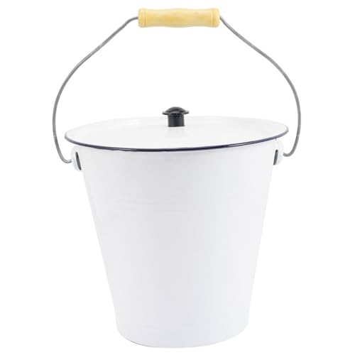 Gogogmee Secchio Per Legna Da Ardere Smaltato Con Manico in Frassino Combustione Sicura Allaperto Per Preghiere E Culto