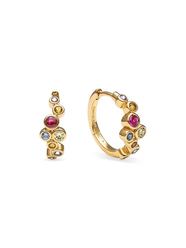 Miniatura 5 de SINGULARU Pendientes Mujer Rainbow Bubbles S Baño Oro | Acero con baño de oro de 18kt resistente al agua con detalle de perla cultivada.