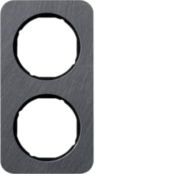 Marco 2E R.1 ardoise plaque de finition double interrupteur noir encastrable pour prise murale