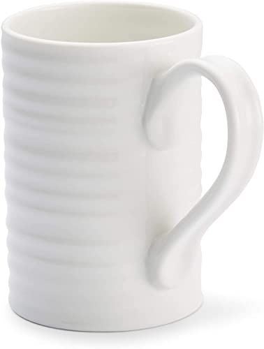 Portmeirion Sophie Conran Tall Mugs, Set of 4 – 12 Oz Fine Porcelain Coffee & Tea Cups – Stylish Everyday Drinkware for Dining & Entertaining, Elegant White Kitchen Tableware
