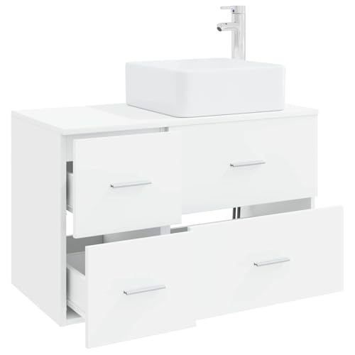 Muebles de baño modernos de madera blanca con lavabo integrado para el hogar 4