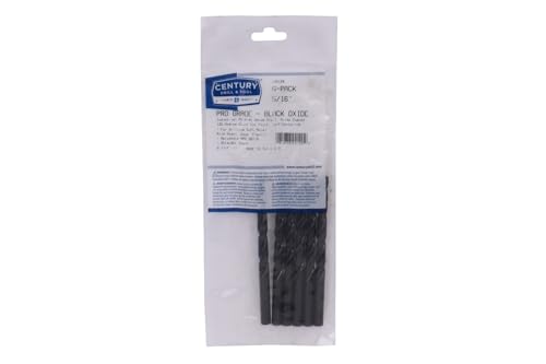 Image of Century Drill & Tool, 24120, 5 /16 inch,Jobber Drill Bit,Pro-Grade, Made in The USA, Black Oxide Drill Bits