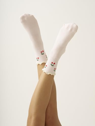 Image of Shapes Studio Half Calf Grip Socks, Cute Fruit Pilates Socks, Ruffle Socks, Non-Slip for Barre Yoga